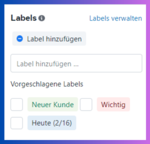 Meta Suite Postfach labels